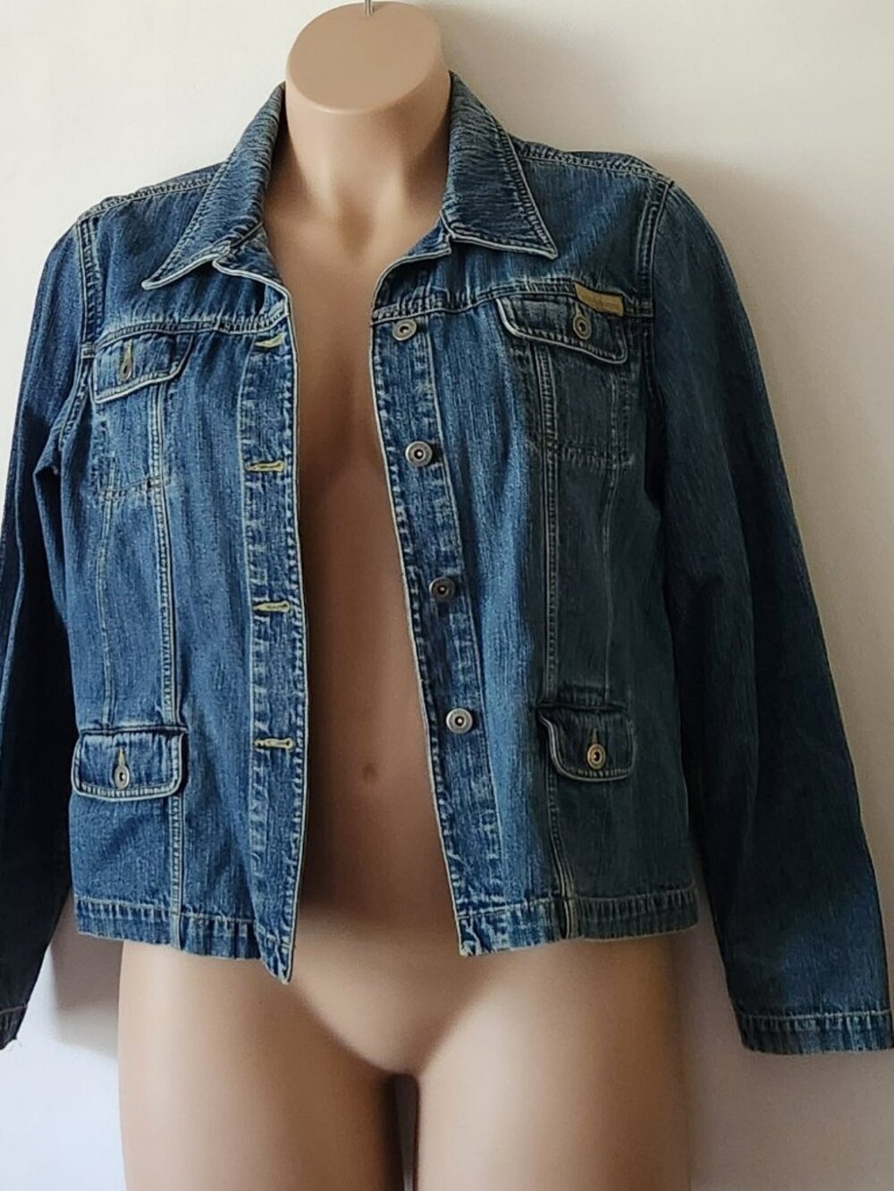 Liz Claiborne jean jacket denim sz 16 vintage blue Trucker VGUC